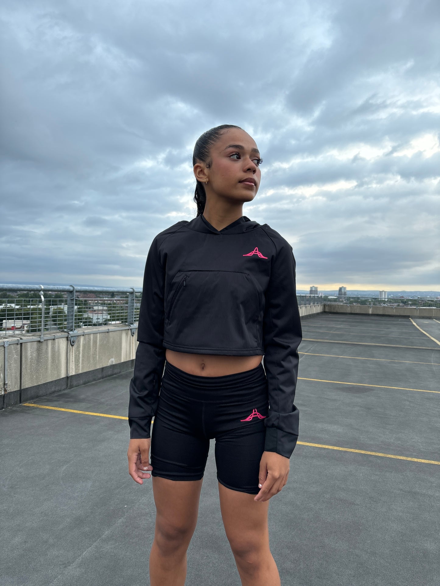 Pink Velocity Crop Hoody